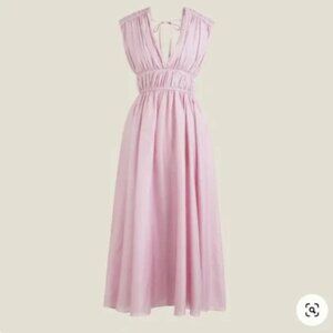 J. Crew Gathered Silk Midi Dress, Pink, Size 12, NWT, Missing Lining